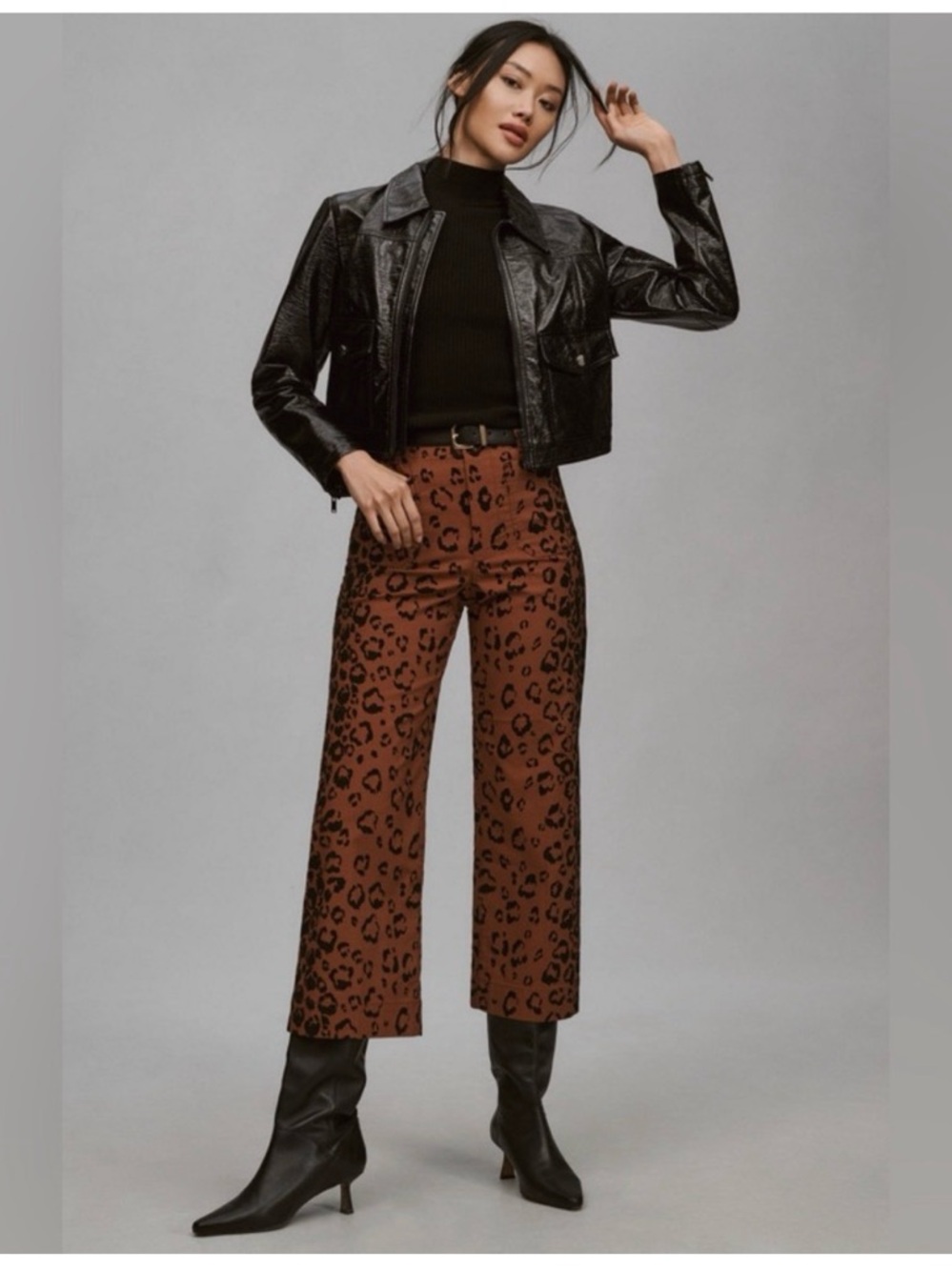 Maeve by Anthropologie Colette Leopard Print Wide-Leg Pants